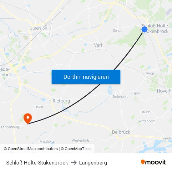 Schloß Holte-Stukenbrock to Langenberg map