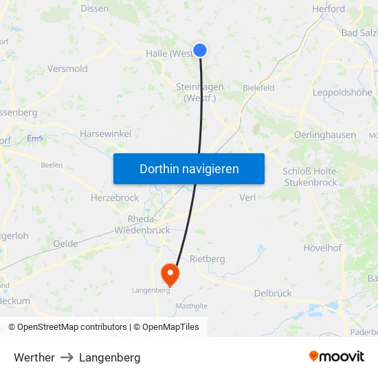 Werther to Langenberg map