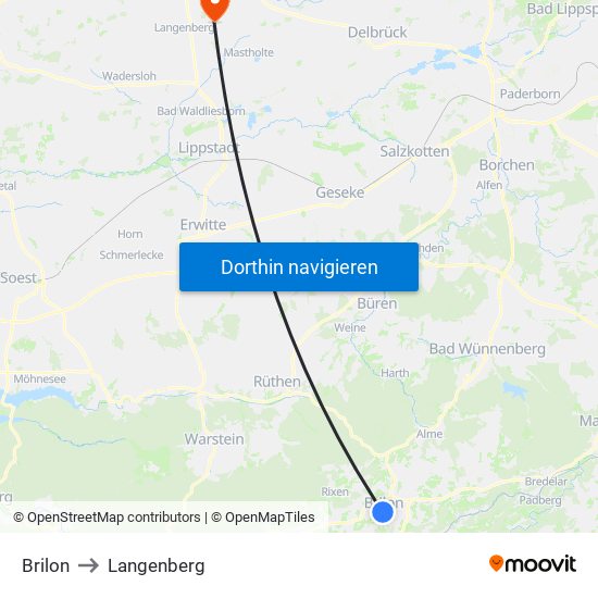 Brilon to Langenberg map