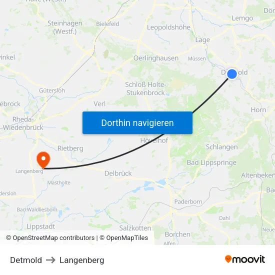 Detmold to Langenberg map