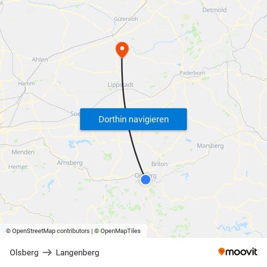 Olsberg to Langenberg map