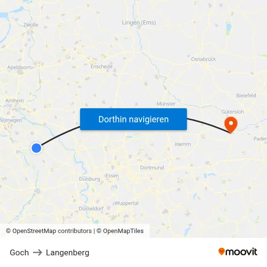 Goch to Langenberg map