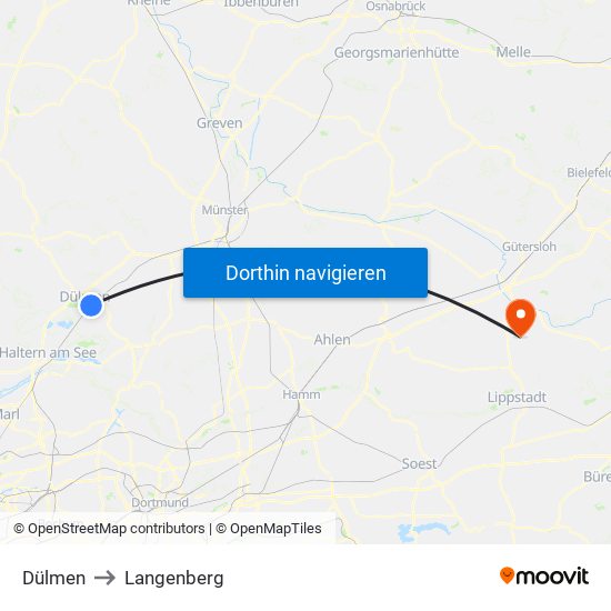 Dülmen to Langenberg map