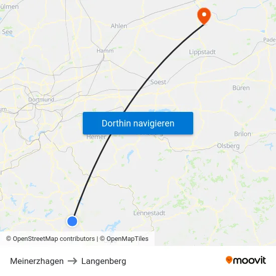 Meinerzhagen to Langenberg map