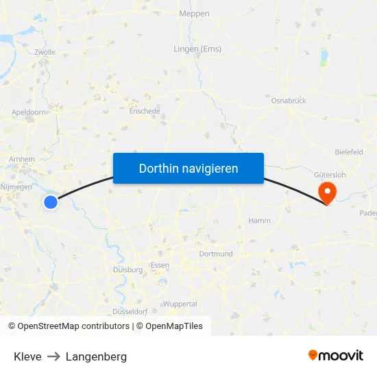 Kleve to Langenberg map
