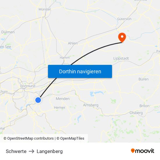 Schwerte to Langenberg map