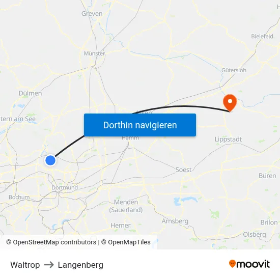 Waltrop to Langenberg map