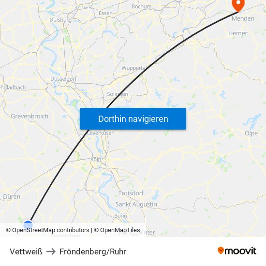 Vettweiß to Fröndenberg/Ruhr map