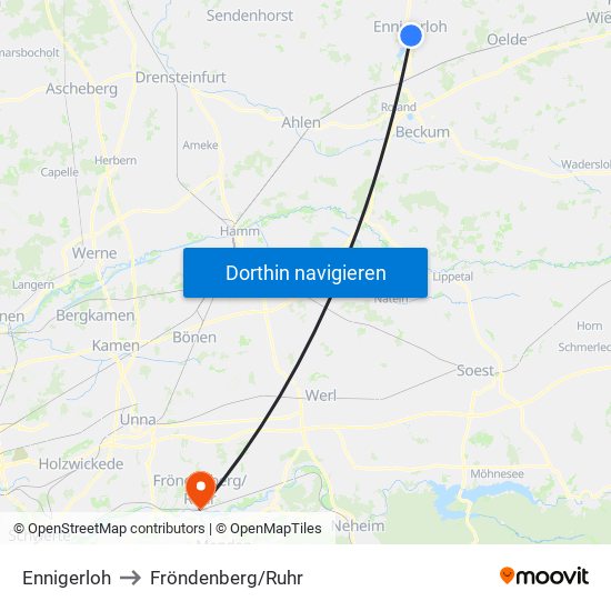 Ennigerloh to Fröndenberg/Ruhr map