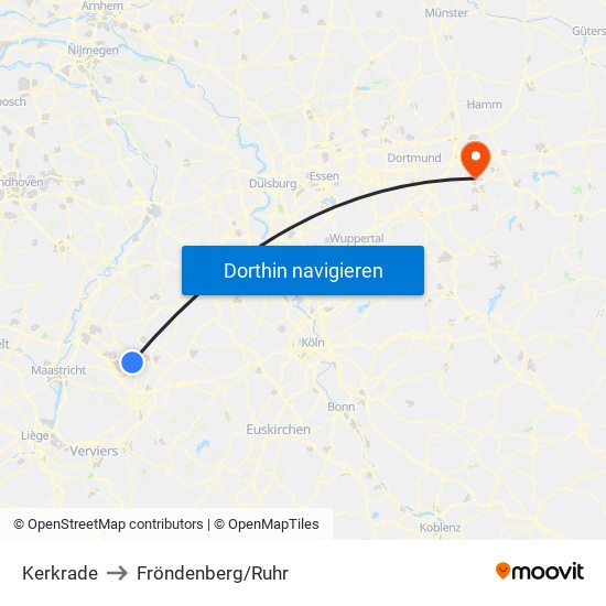 Kerkrade to Fröndenberg/Ruhr map