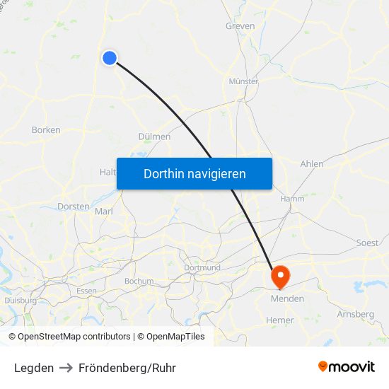 Legden to Fröndenberg/Ruhr map