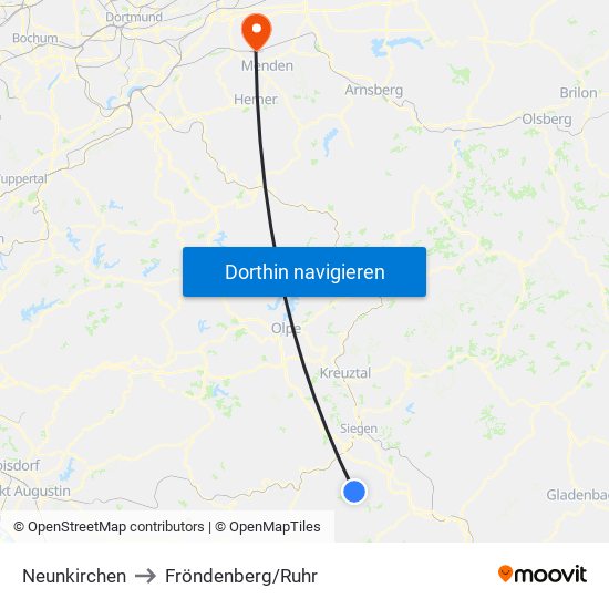 Neunkirchen to Fröndenberg/Ruhr map