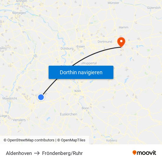 Aldenhoven to Fröndenberg/Ruhr map