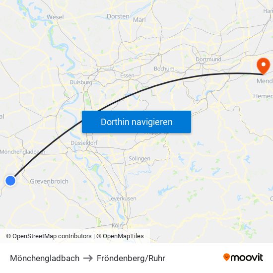 Mönchengladbach to Fröndenberg/Ruhr map