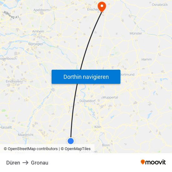 Düren to Gronau map