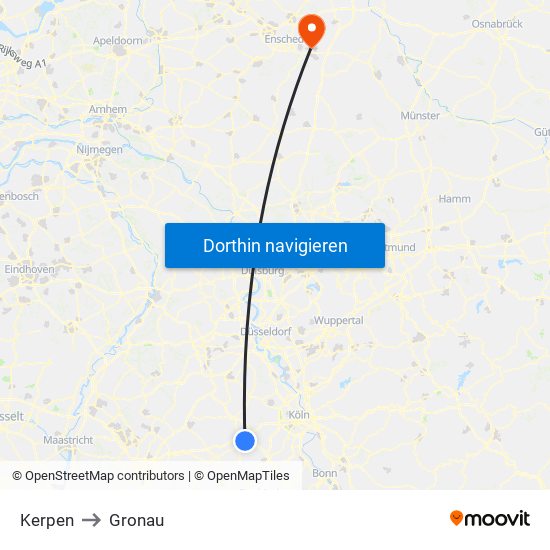 Kerpen to Gronau map
