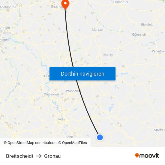 Breitscheidt to Gronau map