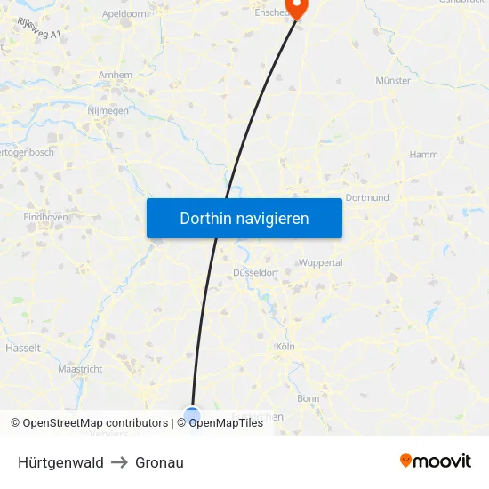 Hürtgenwald to Gronau map