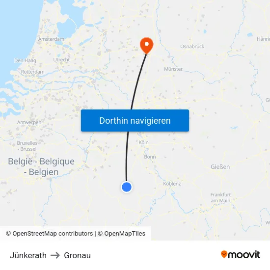 Jünkerath to Gronau map
