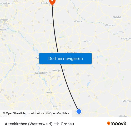 Altenkirchen (Westerwald) to Gronau map