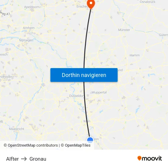 Alfter to Gronau map