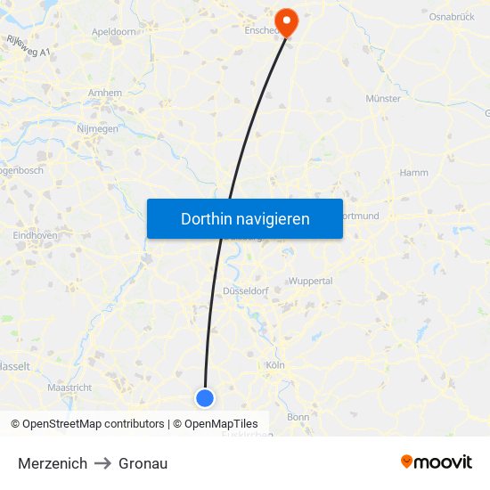 Merzenich to Gronau map