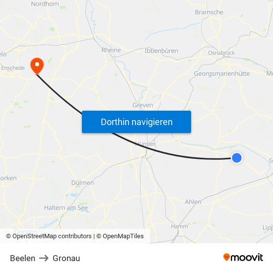 Beelen to Gronau map