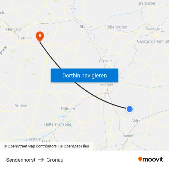 Sendenhorst to Gronau map