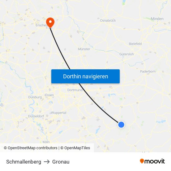 Schmallenberg to Gronau map