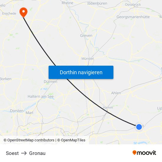 Soest to Gronau map