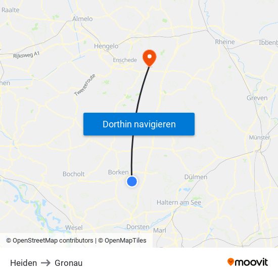 Heiden to Gronau map