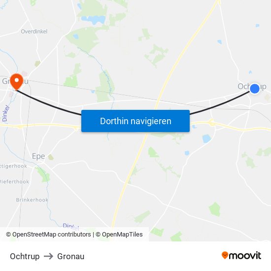 Ochtrup to Gronau map