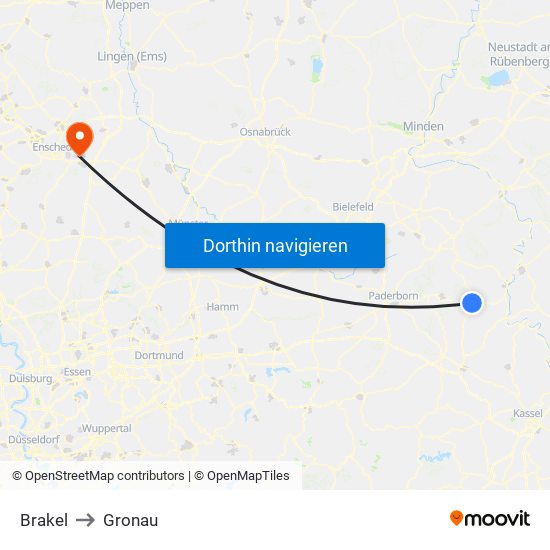 Brakel to Gronau map