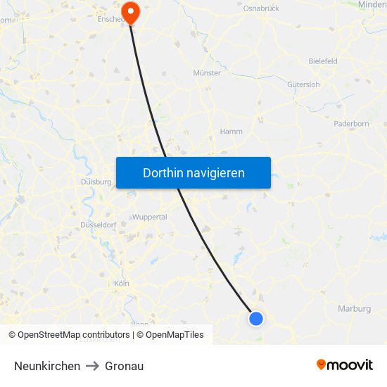 Neunkirchen to Gronau map