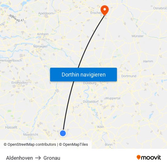 Aldenhoven to Gronau map