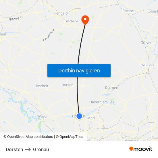 Dorsten to Gronau map