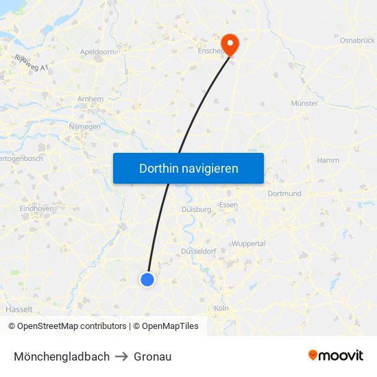 Mönchengladbach to Gronau map
