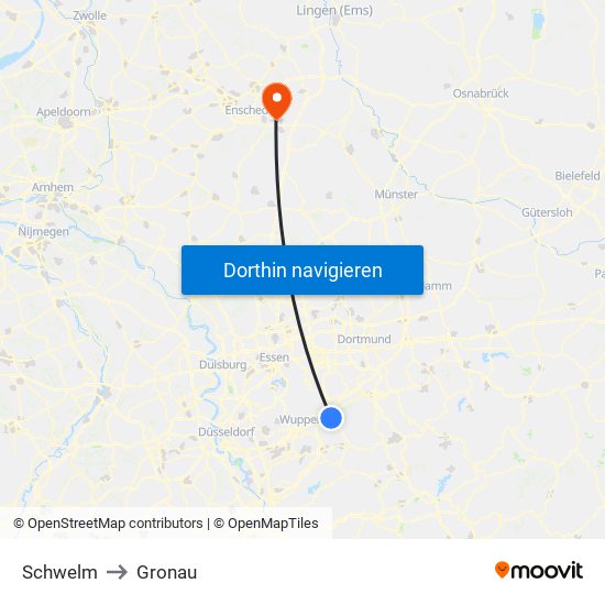Schwelm to Gronau map
