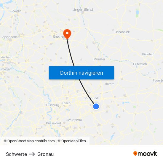 Schwerte to Gronau map