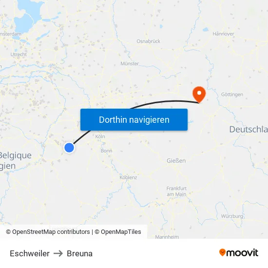 Eschweiler to Breuna map