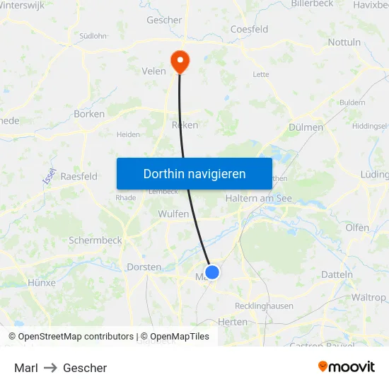 Marl to Gescher map