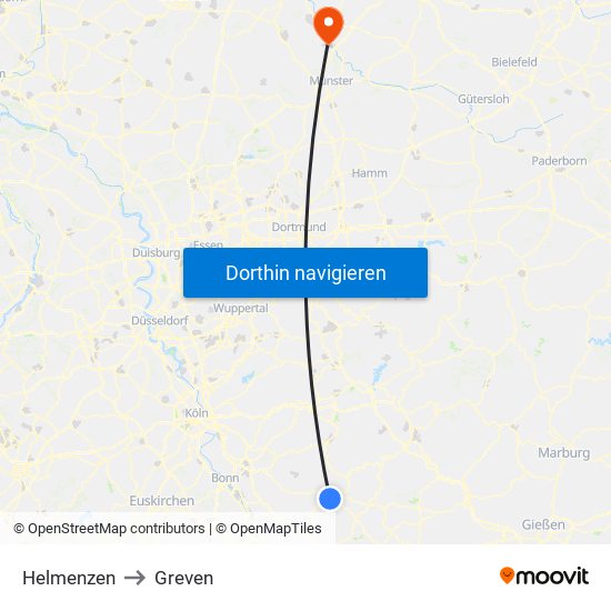 Helmenzen to Greven map