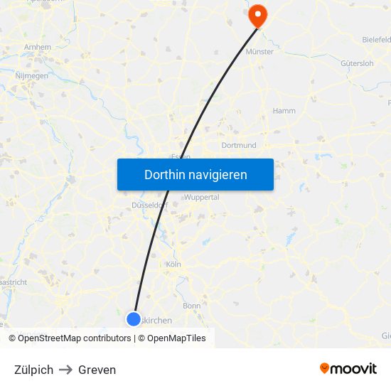 Zülpich to Greven map
