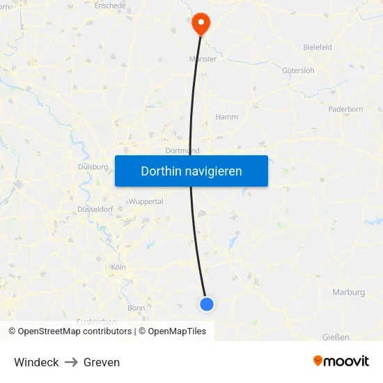 Windeck to Greven map