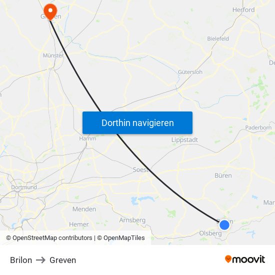 Brilon to Greven map