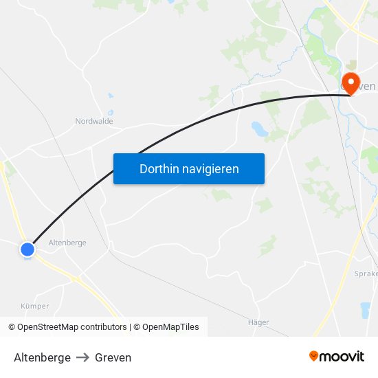 Altenberge to Greven map