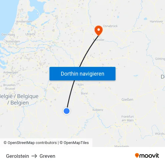 Gerolstein to Greven map