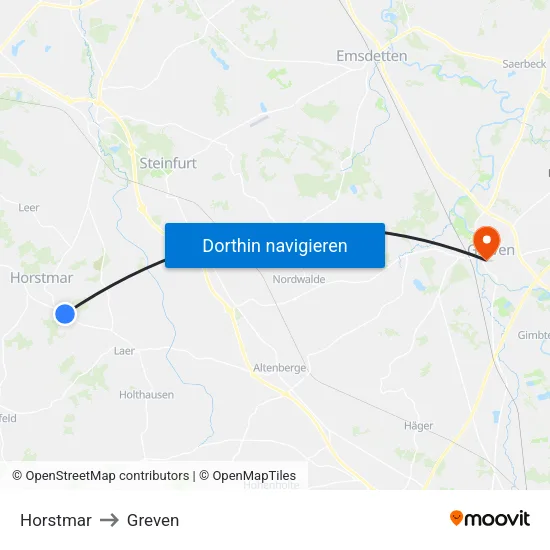 Horstmar to Greven map