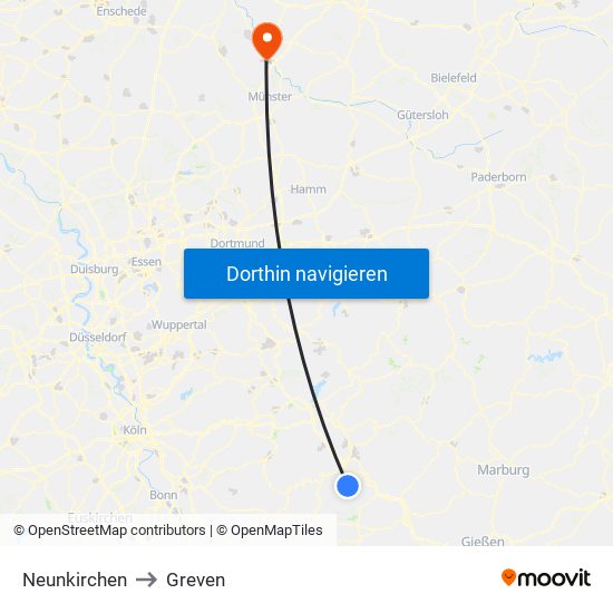 Neunkirchen to Greven map