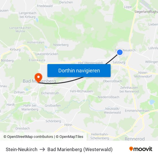 Stein-Neukirch to Bad Marienberg (Westerwald) map